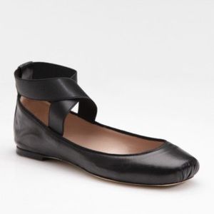 CHLOE BLACK LEATHER BALLET FLATS 6/6.5